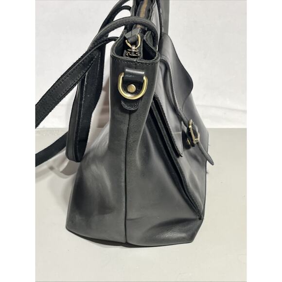 S Zone Leather Laptop Travel Tote Bag Black Zip Top Shoulder Bag Work Office - Picture 8 of 16